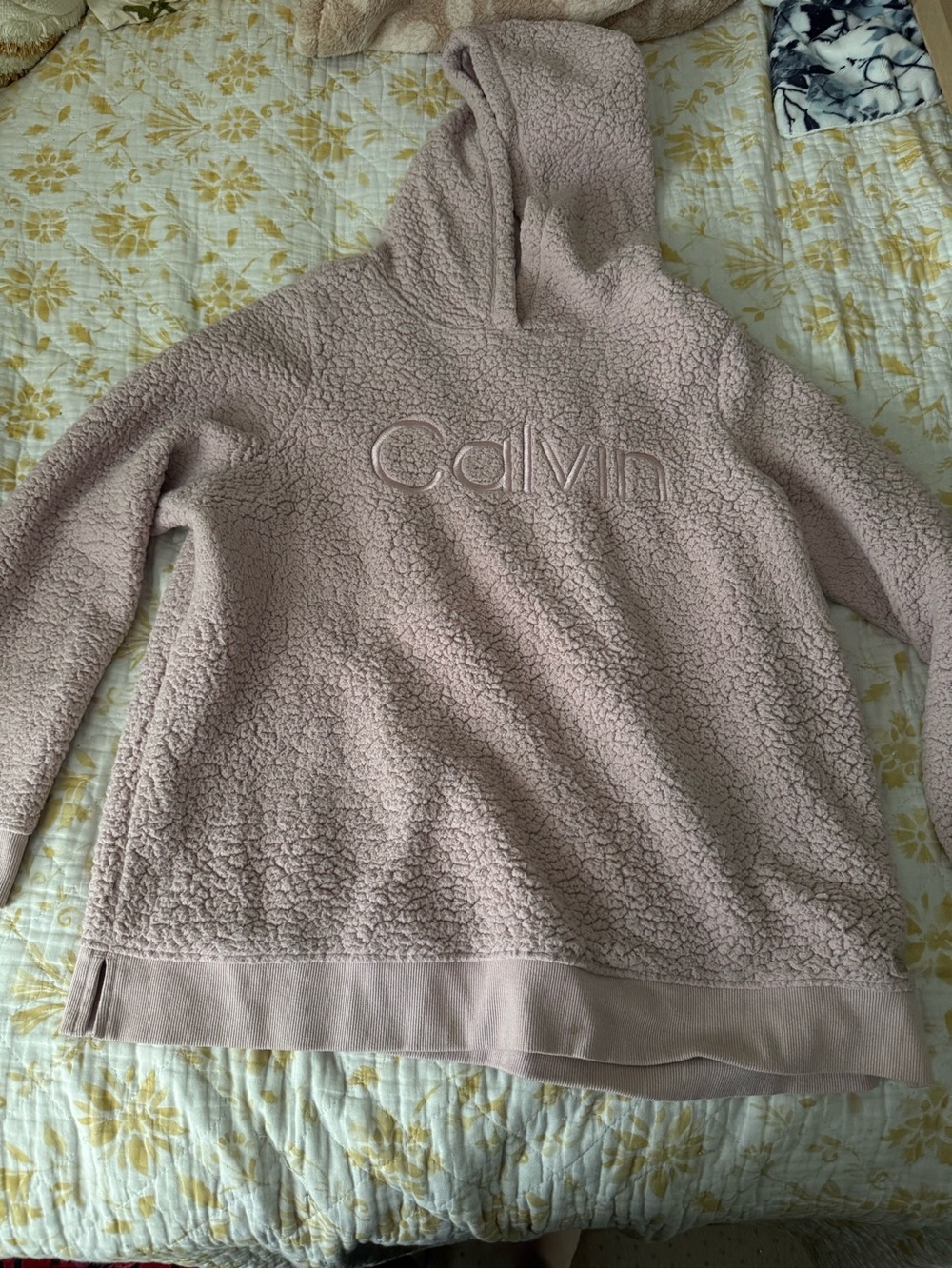 Calvin Klein Light Pink Sherpa Hoodie Pullover